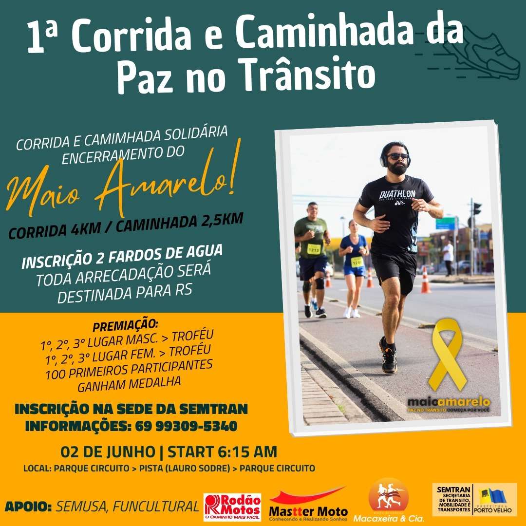 Primeira corrida e caminhada pela paz no trânsito encerra ações alusivas ao mês de prevenção à violência e aos acidentes