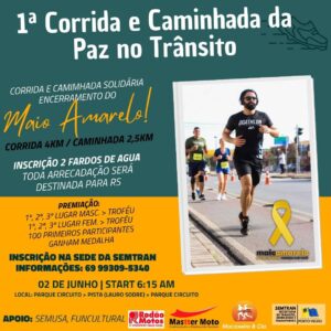 Inscrições para a 1ª Corrida e Caminhada da Paz no Trânsito seguem até esta quarta-feira (29)