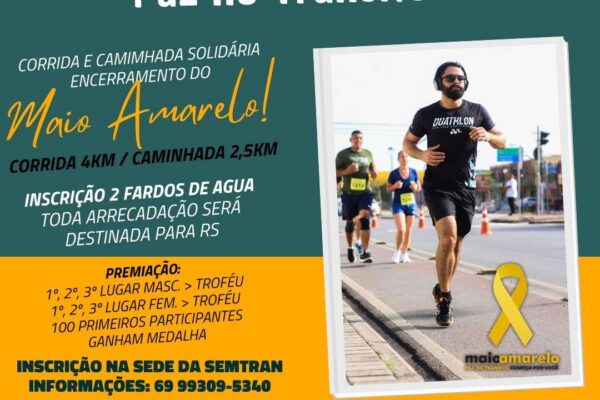 Inscrições para a 1ª Corrida e Caminhada da Paz no Trânsito seguem até esta quarta-feira (29)