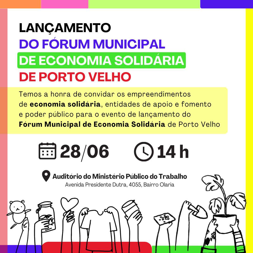 Lançamento do Fórum Municipal de Economia Solidária acontece nesta sexta-feira (28)