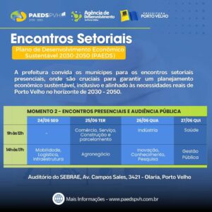 Porto Velho promove mais um encontro para discussão dos desafios e oportunidades do Plano de Desenvolvimento Econômico 2030-2050