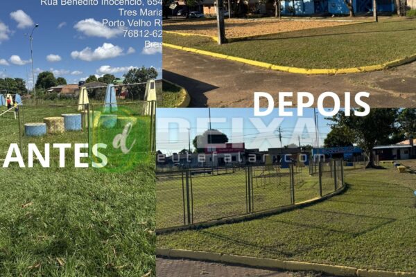 Praça Três Marias recebe serviço de roço e limpeza após solicitação do vereador Nilton Souza