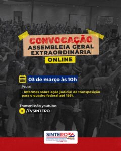 www.deixaeutefalar.com.br SINTERO convoca profissionais da educação para assembleia sobre transposição