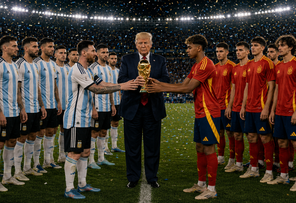 Trump entregará taça na final entre Argentina e Espanha Trump entregará taça na final entre Argentina e Espanha