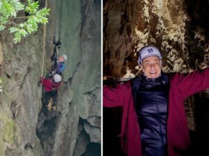 Cissa Guimarães faz rapel de 72 metros no Abismo Anhumas em Bonito