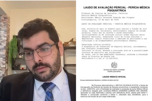 Autista aprovado para juiz tem nomeação barrada por tribunal em SC