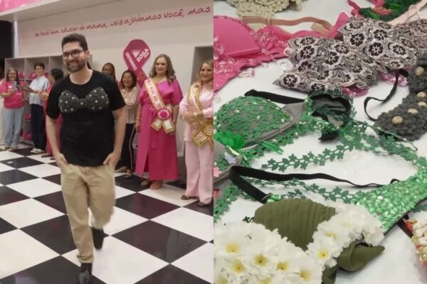 Desfile com sutiãs customizados marca Outubro Rosa em Teresina