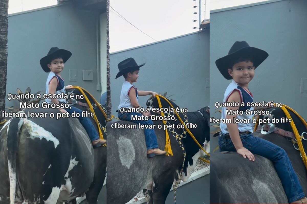 www.deixaeutefalar.com.br Menino de 3 anos vai a festa escolar montado em boi de 600 kg