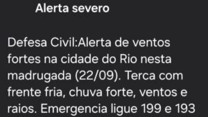 Defesa Civil alerta para ventos fortes no Rio nesta terça