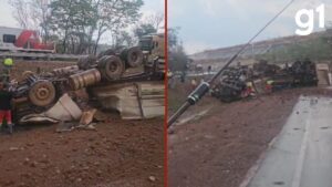 Motorista morre após carreta capotar na BR-364 em Jaciara