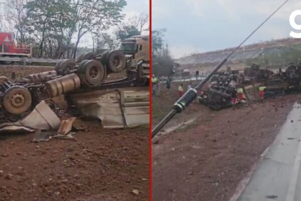 Motorista morre após carreta capotar na BR-364 em Jaciara